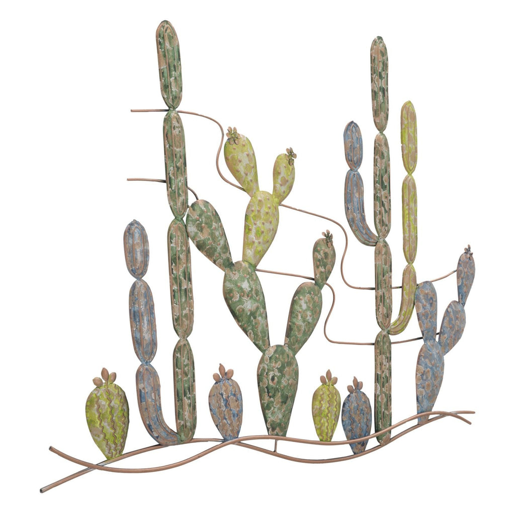 Pannello Decorativo in Ferro a Forma di Cactus - cm 90x2,5x64