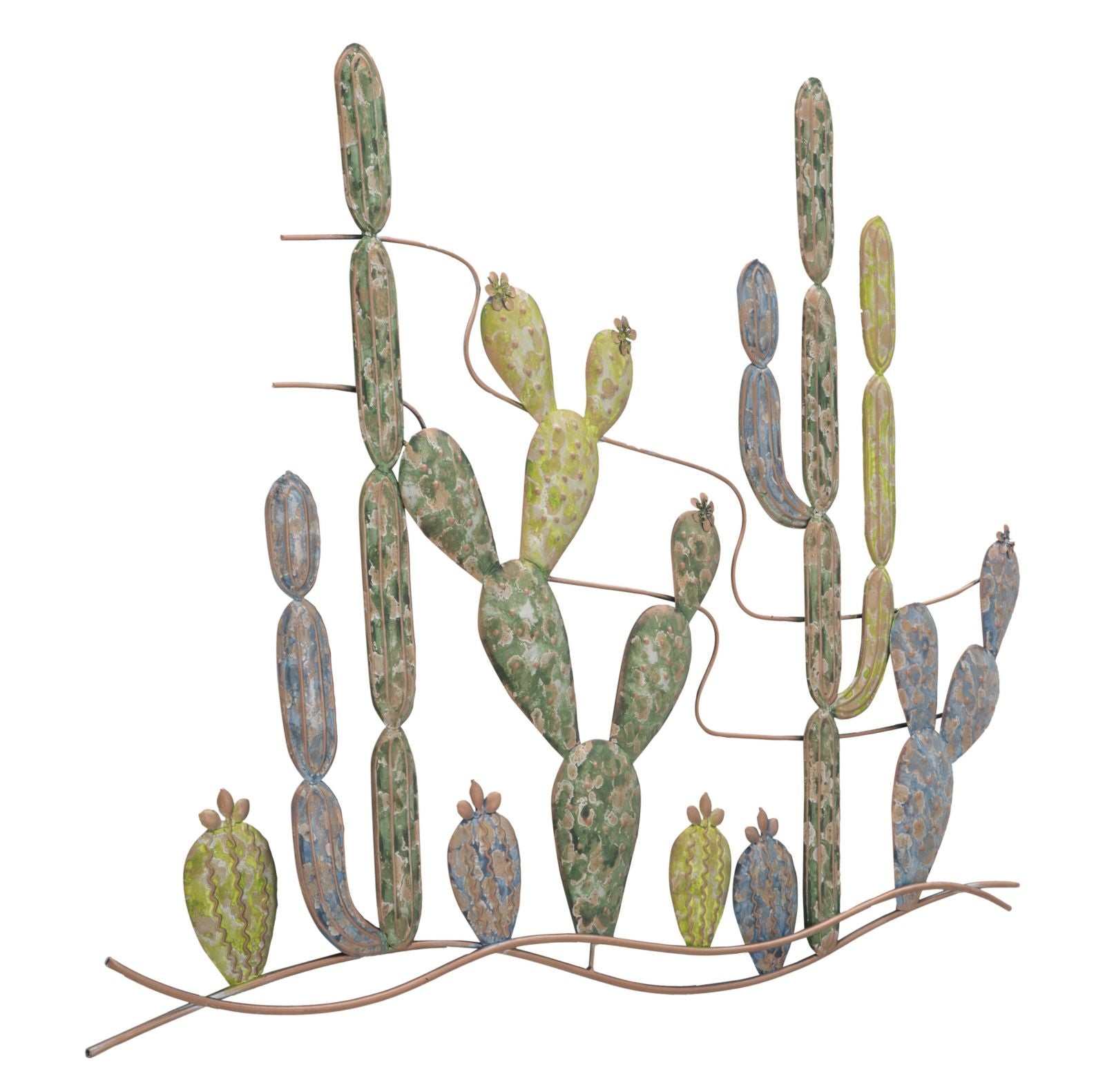 Pannello Decorativo in Ferro a Forma di Cactus - cm 90x2,5x64