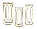Tavolini eleganti Tunisi Tris in metallo e vetro ø 32x71-28x65-23x61