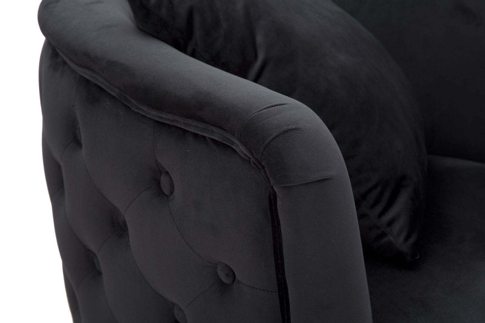 Poltrona Bucarest in Velluto Nero con Dettagli Dorati 76x74x71