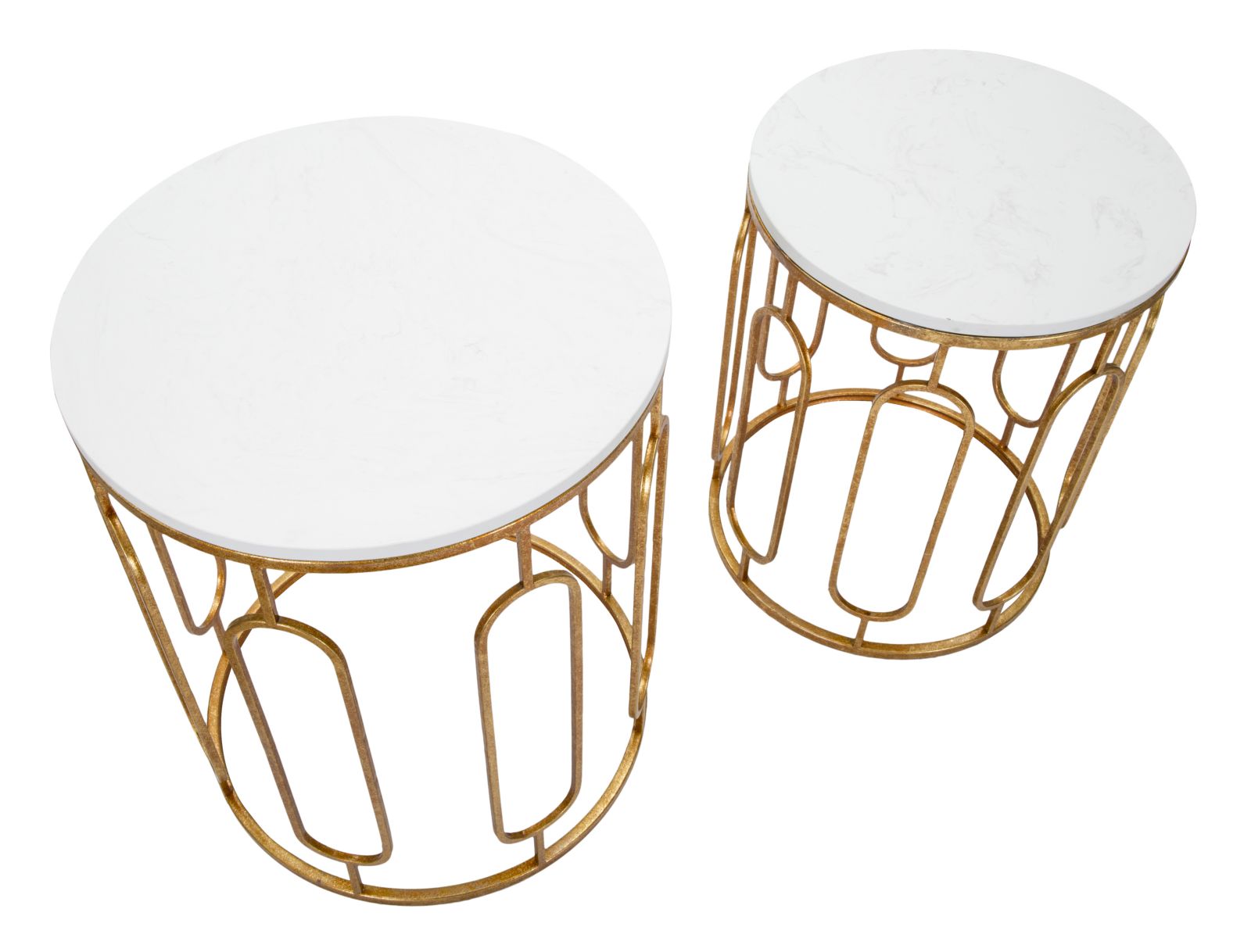 Set di Tavolini Tory in Marmo - Coppia Elegante Ø 46x55 e Ø 39x48