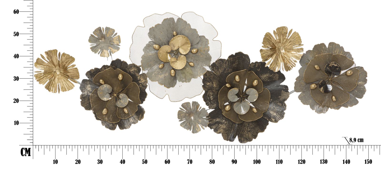 Pannello decorativo in metallo floreale cm 149,2x8,9x61