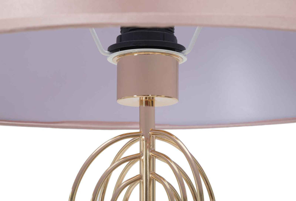 Lampada da Terra Ovy con Paralume Rosa e Struttura Dorata, Ø 40 cm x 168,5 cm