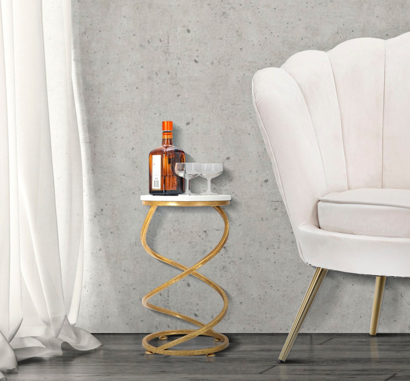 Tavolino in Marmo Spiral Ø 27,5 cm x 47,5 cm