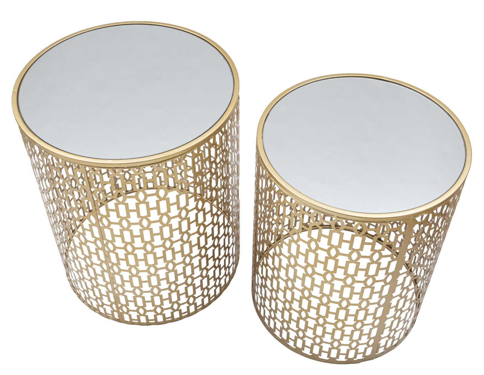 Coppia di Tavolinetti Oblin Eleganti cm ø 41x50-37,5x47
