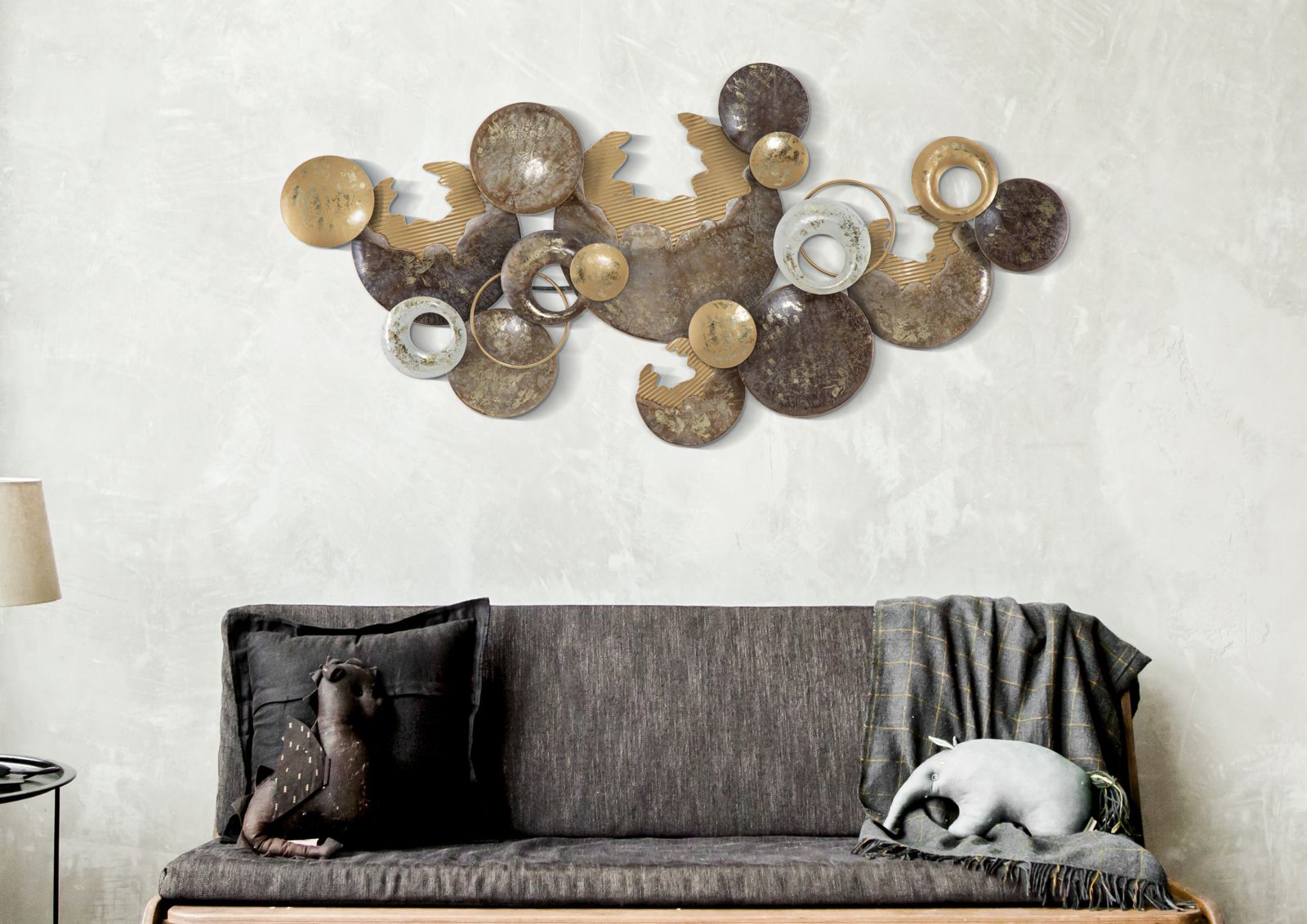 Pannello Decorativo in Ferro a Forma Circolare cm 135x7x69