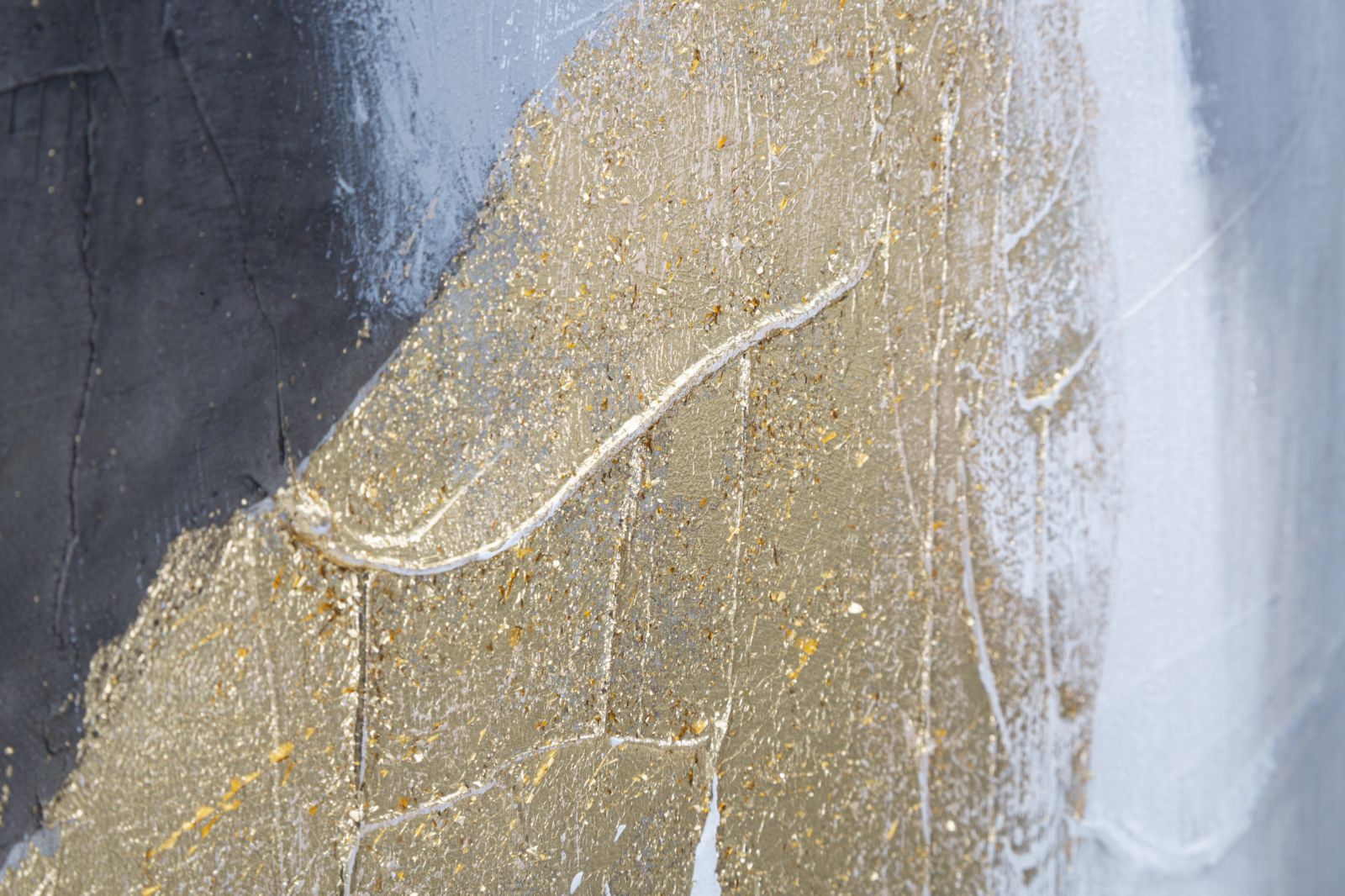 Dipinto astratto su tela grigio/oro 80x2,8x100 cm
