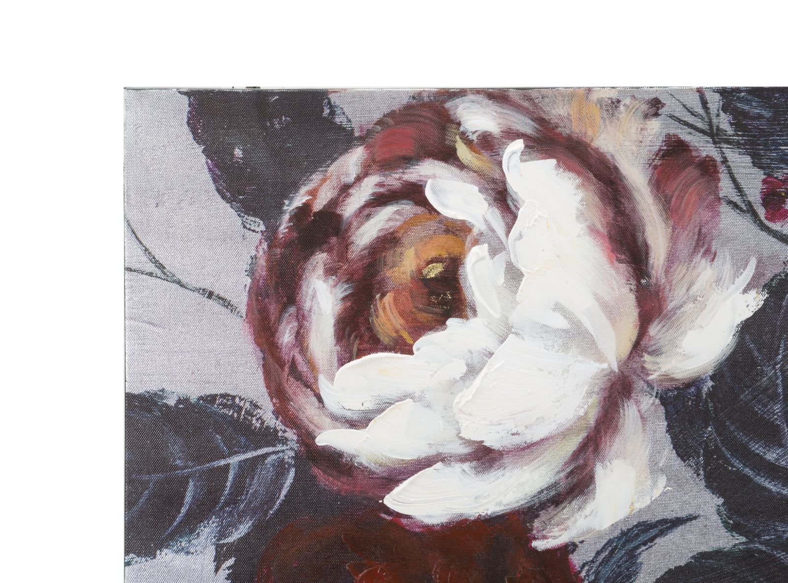 Dipinto su Tela: Fiore Rosso e Bianco su Sfondo Nero - 120x3,7x60 cm