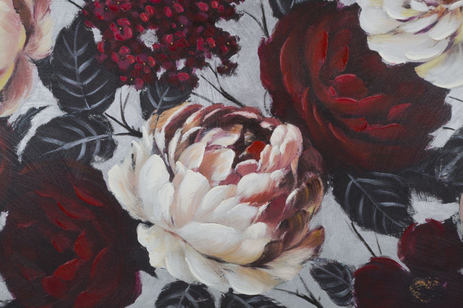 Dipinto su Tela Fiori Bianchi e Rossi con Sfondo Chiaro 150x3,8x76