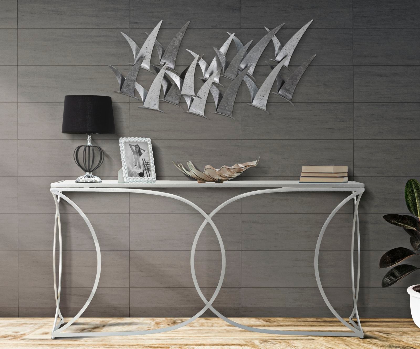 Pannello Decorativo in Ferro con Gabbiani 3D cm 93x12,7x47,6