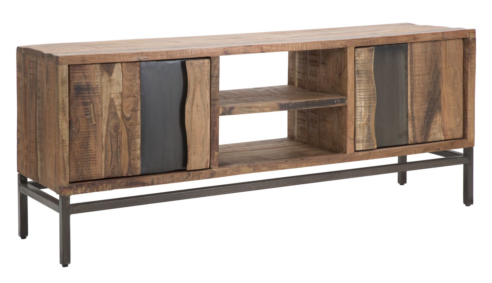 Mobile TV Ondulato in Legno di Acacia Nilotica - 145x40x60 cm