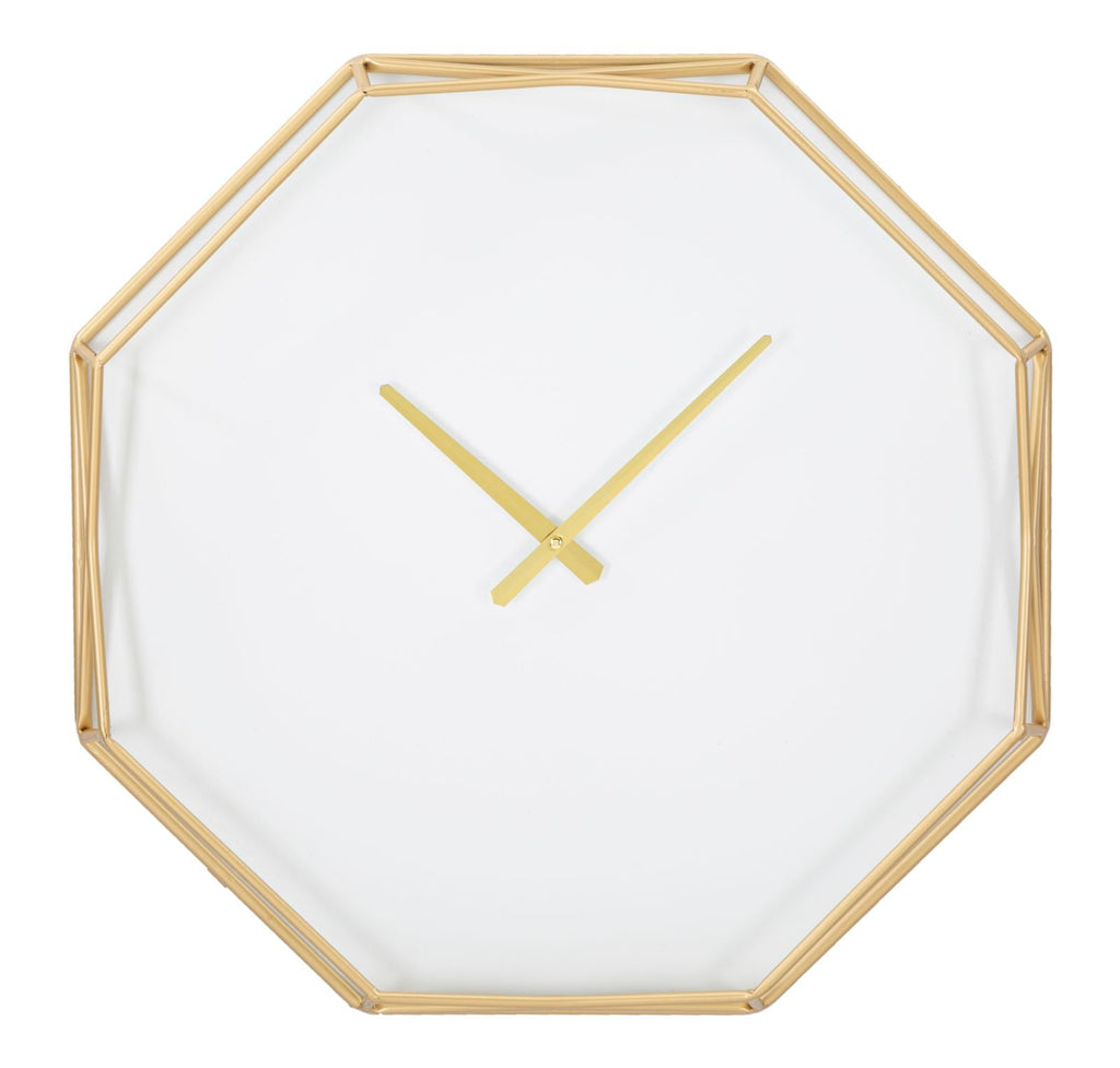 Orologio da muro ottagonale in metallo dorato 56 cm