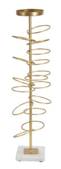 Portacandele in Metallo e Marmo Elegante 14x13x50,5 cm