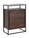 Comodino Elegante in Legno di Acacia Nilotica cm 45x30x66 con Anta e Ripiano