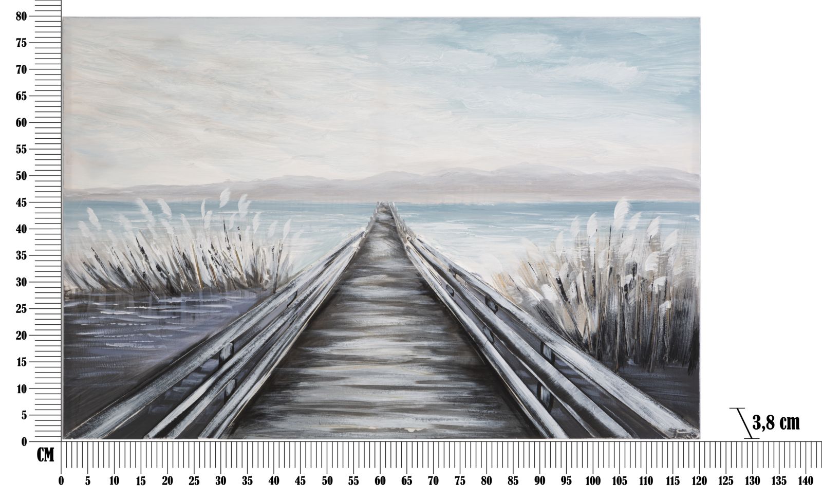 Opera d'Arte su Tela con Pontile - Dimensioni 120x3,8x80 cm