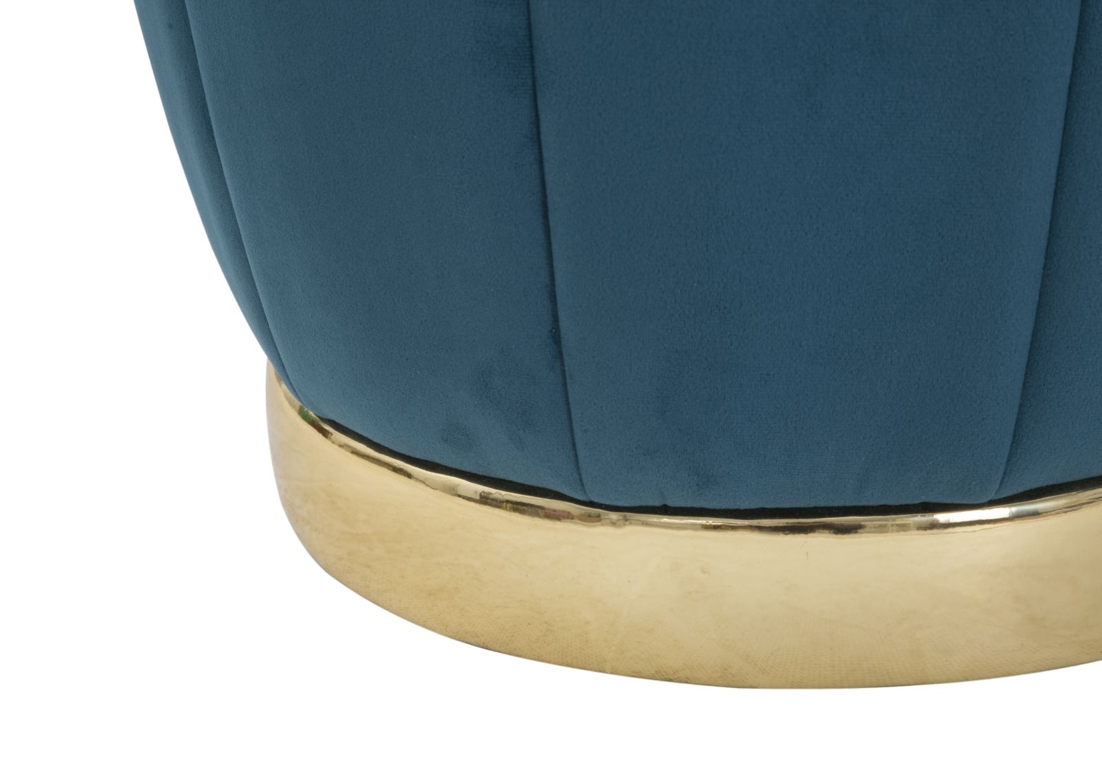 Pouf Contenitore Paris in Velluto Ottanio e Oro - Ø 43x43 cm