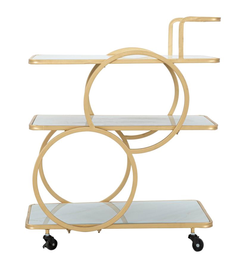 Carrello Elegante in Vetro Simil Marmo 64x46x79 cm