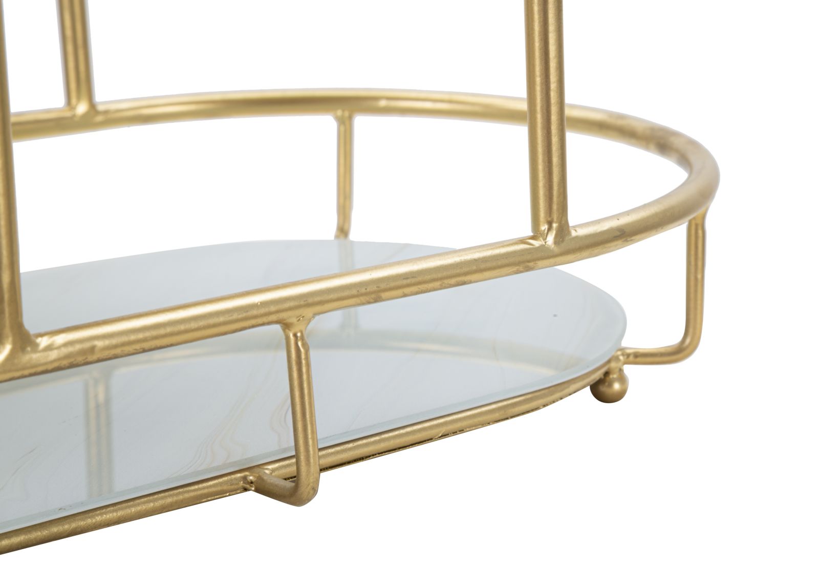 Svuotatasche Elegante a Tre Livelli in Metallo Dorato e Vetro Specchiato