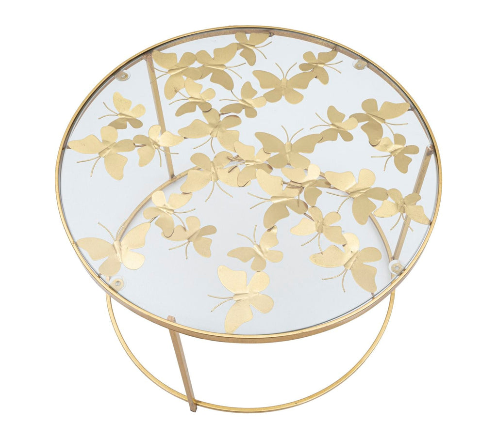 Tavolino da caffè con decorazioni a farfalla ø 60x40,5 cm