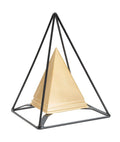 Piramide dorata con supporto in ferro 15x15x21 cm