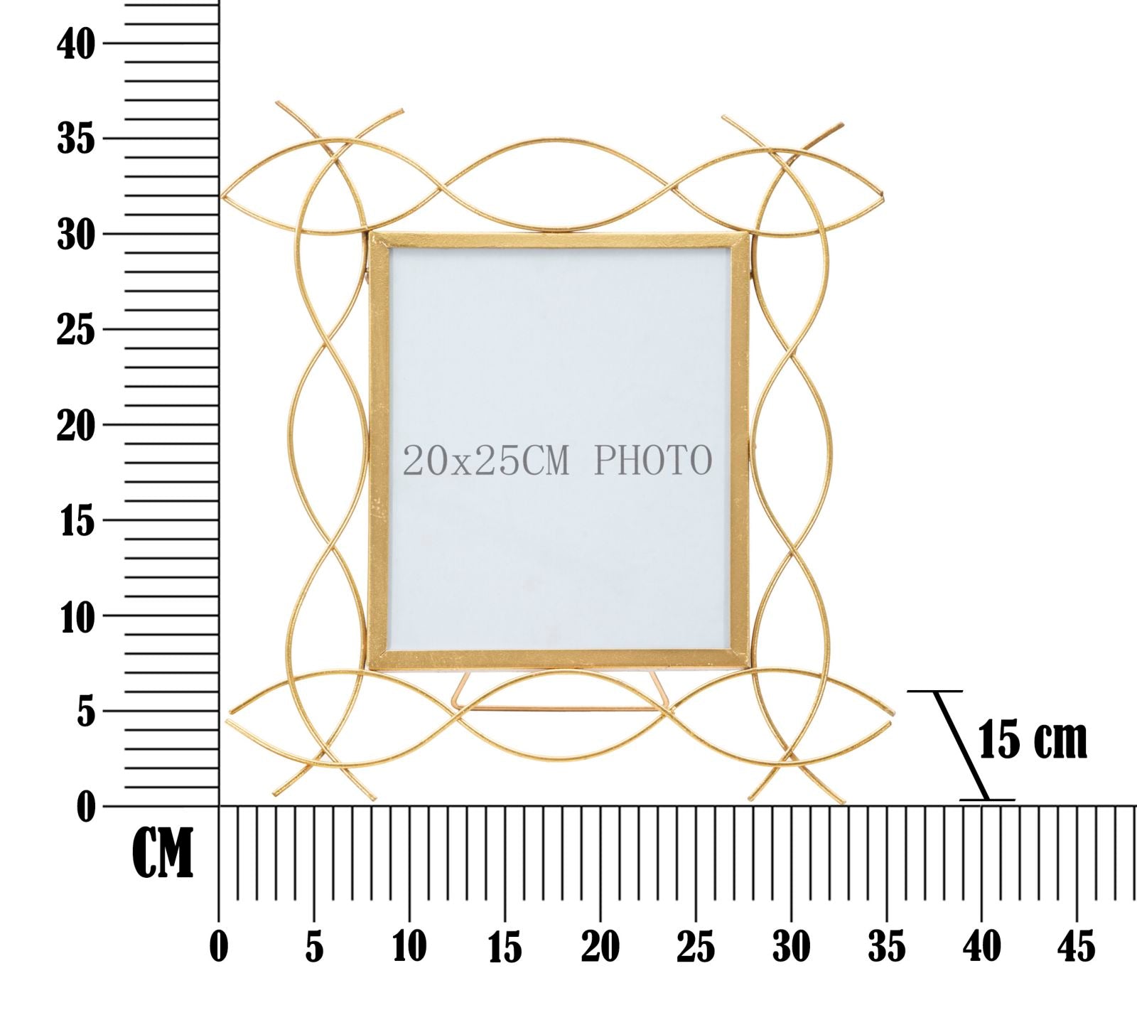 Cornice Glam in Metallo Dorato 35,5x1,5x37 cm (Misura Interna 20x25 cm)