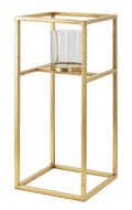 Portacandele Elegante in Metallo Dorato 15x15x35 cm