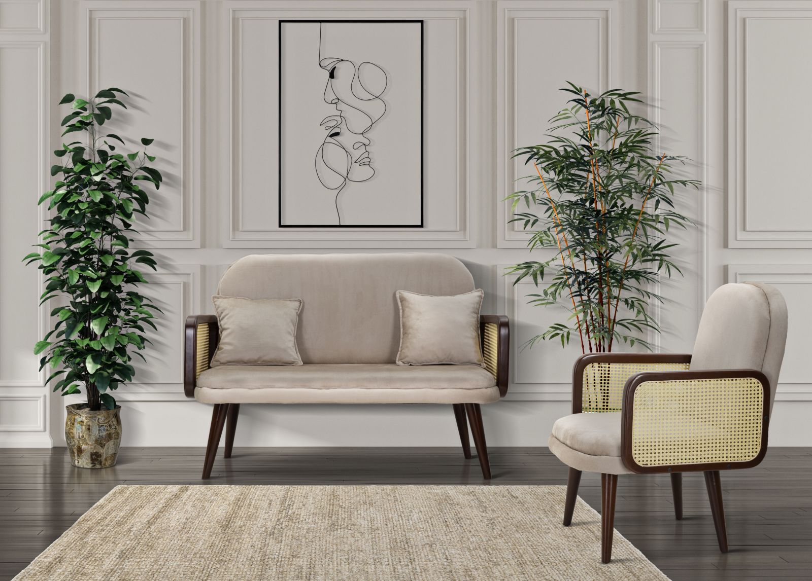 Pannello Decorativo in Metallo Coppia Semplice 70x1x100 cm