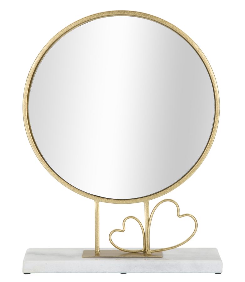 Specchio Elegante con Base in Marmo e Design a Cuore cm 30x9x39,5