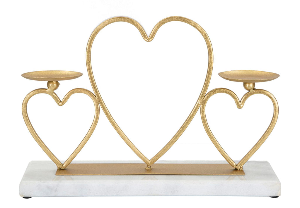 Portacandele in Metallo a Forma di Cuore 30x9x20 cm