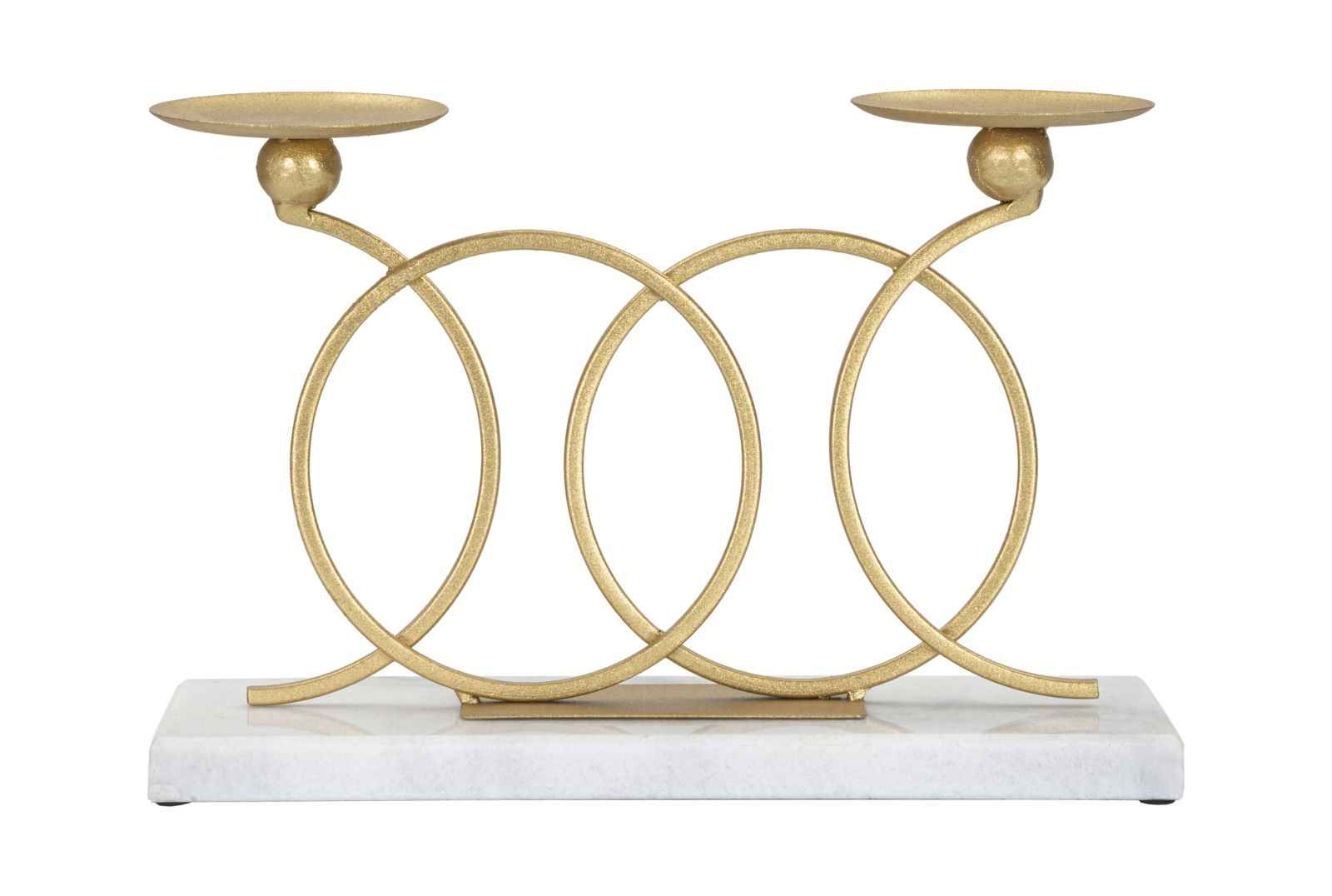 Portacandele Infinity Elegante in Metallo Dorato e Marmo Bianco 30x9x20 cm