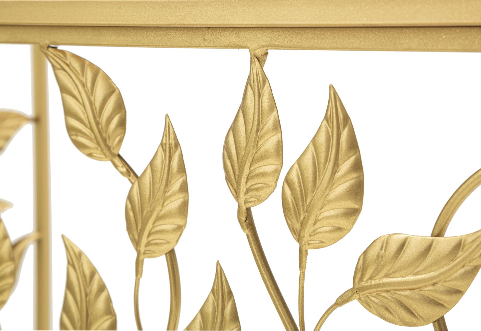 Console Elegante in Metallo Dorato con Piano in Vetro Specchiato 120x40x80 cm