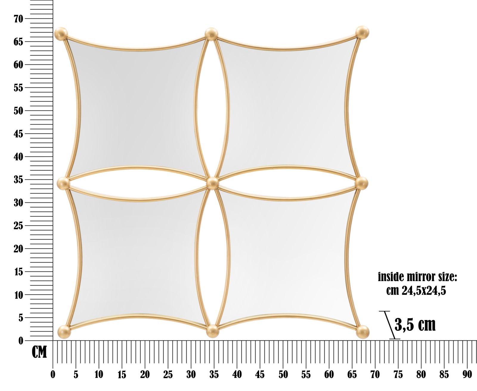 Specchio geometrico da parete Jalo 68x3,5 cm