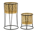 Coppia di Vasi Leavy in Metallo con Design Naturale - Ø 21x40 cm e 19x22 cm
