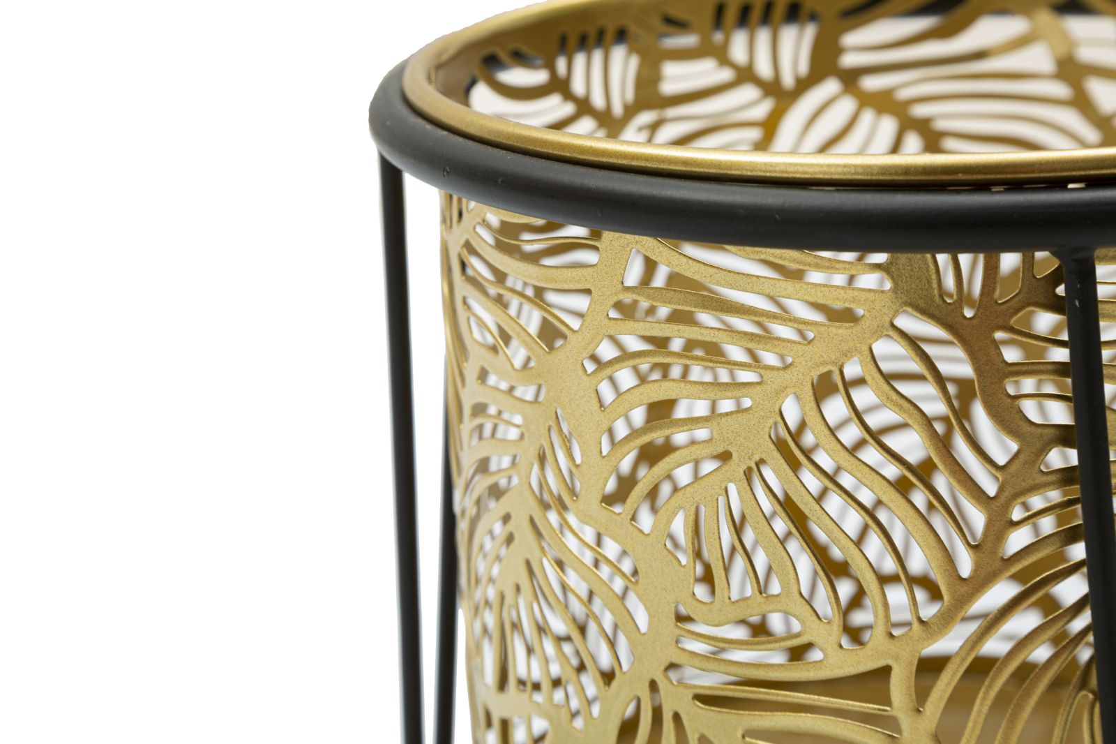 Coppia di Vasi Leavy in Metallo con Design Naturale - Ø 21x40 cm e 19x22 cm