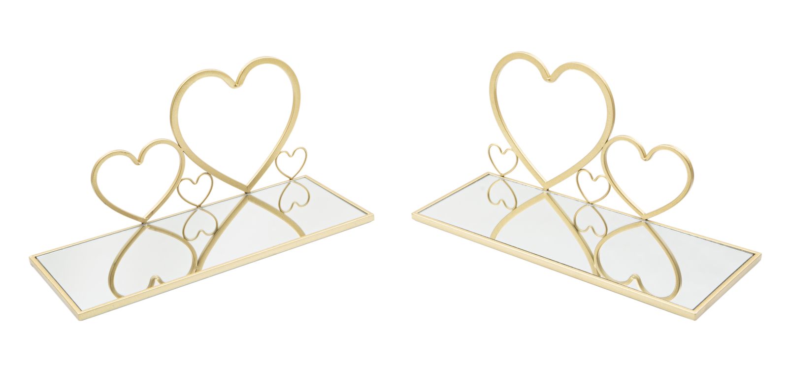 Mensole da Parete Hearts in Metallo Dorato - Coppia Elegante 41,5x18x21 cm