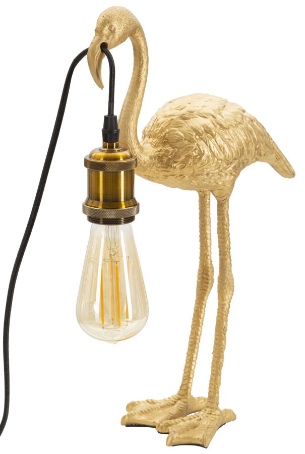 Lampada da tavolo fenicottero in resina dorata cm 13x11,5x39,5