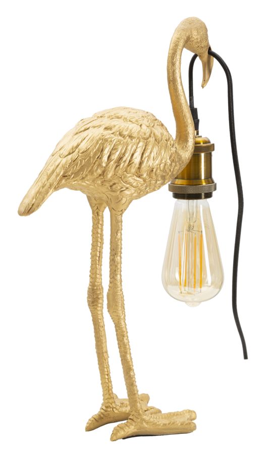 Lampada da tavolo fenicottero in resina dorata cm 13x11,5x39,5