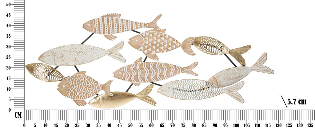 Pannello Decorativo 3D in Metallo Fishy cm 118x5,7x46,4