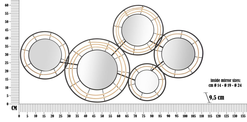 Pannello Decorativo in Ferro con Specchi Oporto 111x9,5x59 cm