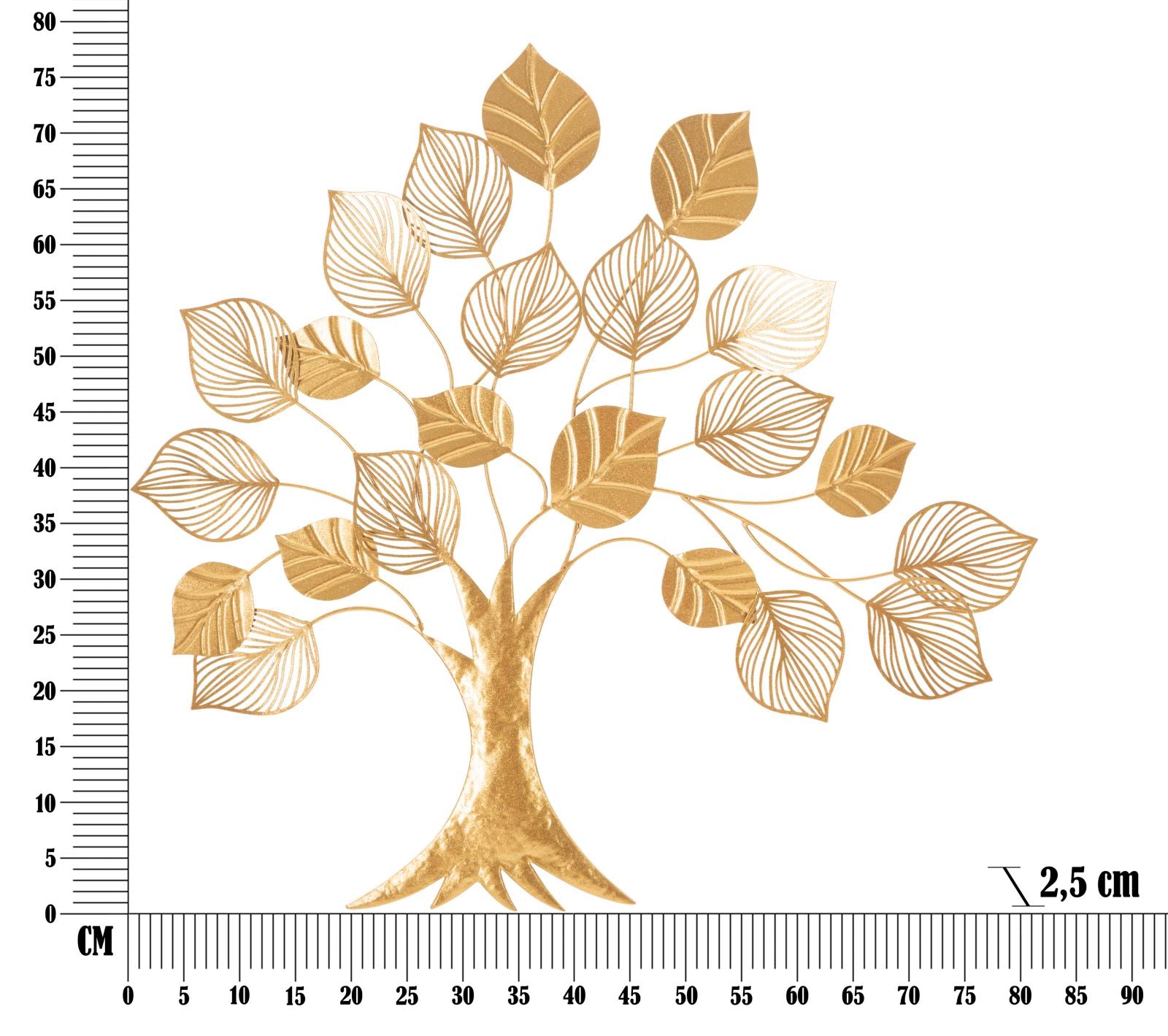 Pannello Decorativo in Ferro a Forma di Albero Goldy - 81x2,5x78 cm