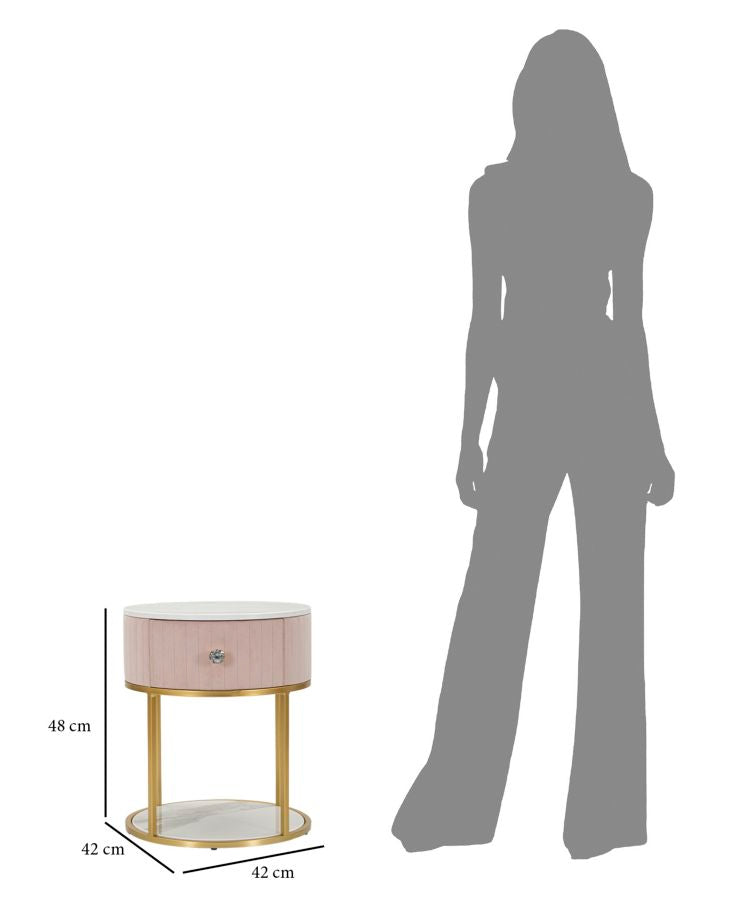 Comodino Montpellier Rosa Elegante Ø 42x48 cm