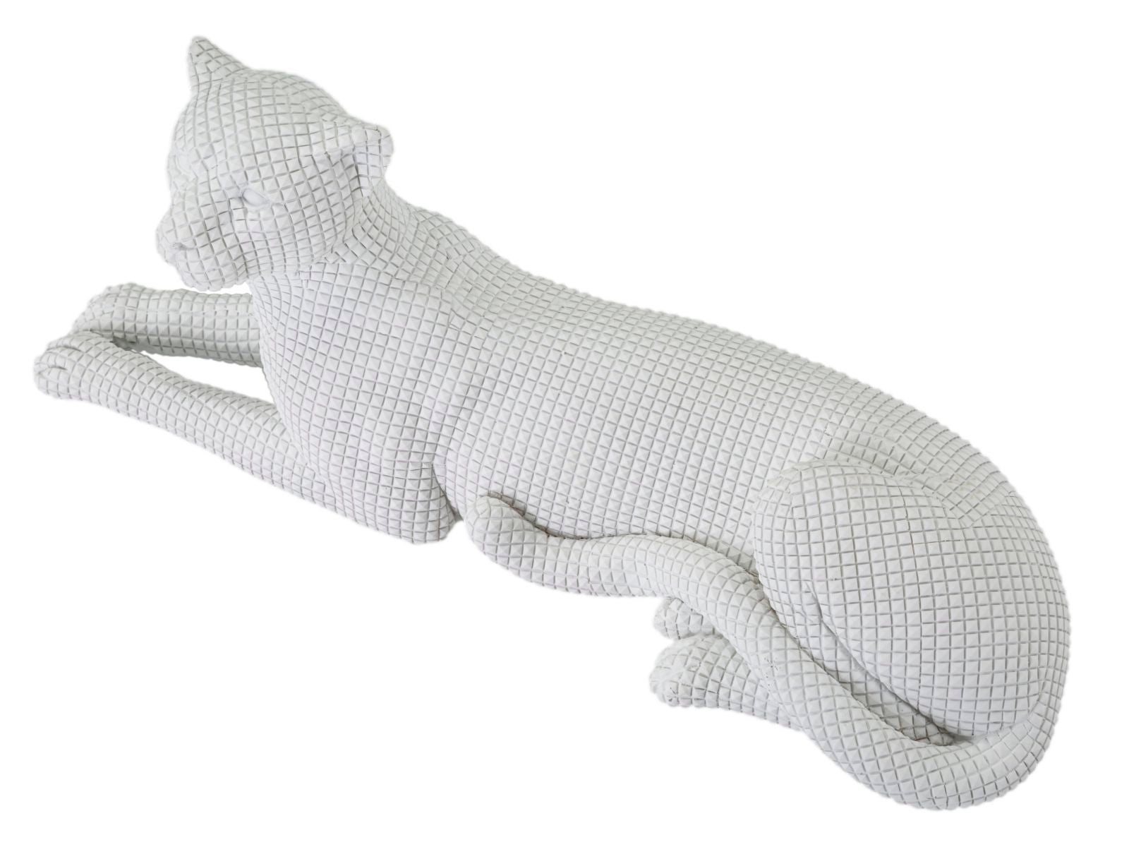 Leopardo Elegante Sdraiato Bianco 38x12,5x15,3 cm