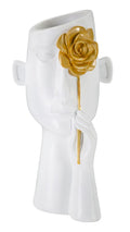 Vaso Artistico Face con Fiore - cm 14x13x27
