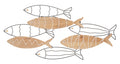 Pannello decorativo 3D pesci cm 60x2x30
