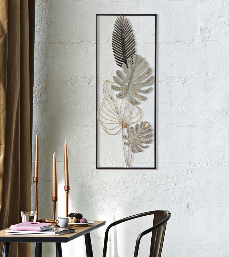 Pannello Decorativo in Metallo Plam -a- 28,5x3x74 cm