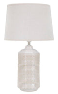 Lampada da Tavolo Elegante in Ceramica con Paralume Bianco 28x47 cm