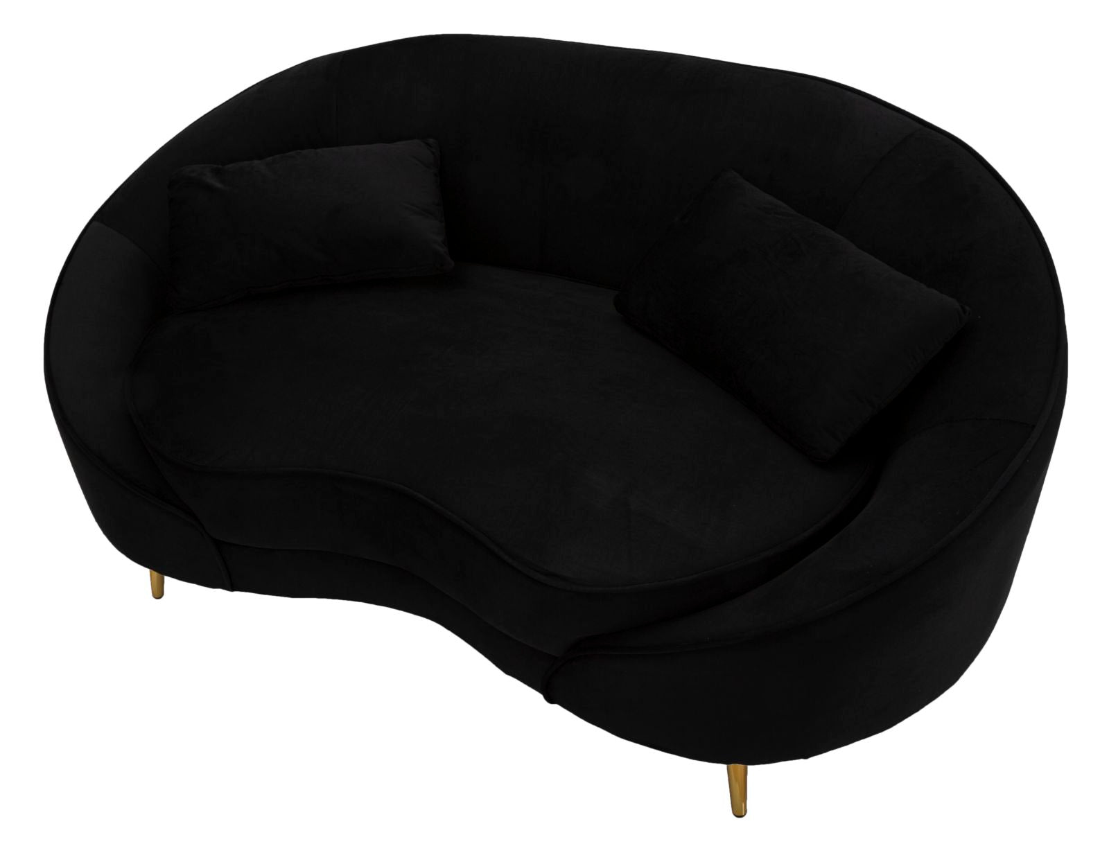Divano compatto Oslo 2 posti con cuscini neri cm 148x84x68