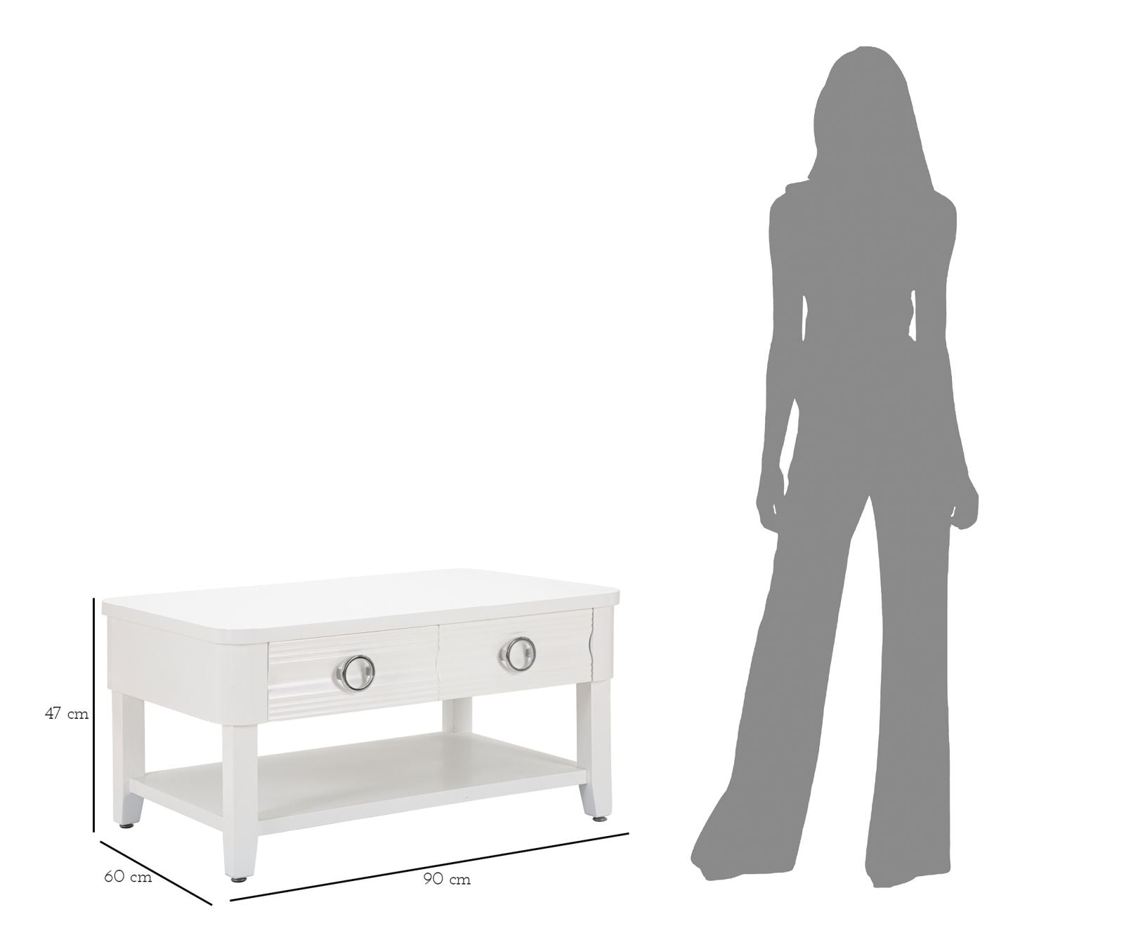 Tavolo rettangolare da caffè 90x60 cm con cassetti