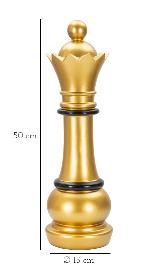 Regina degli Scacchi in Oro e Nero - Eleganza e Stile cm ø 15x50