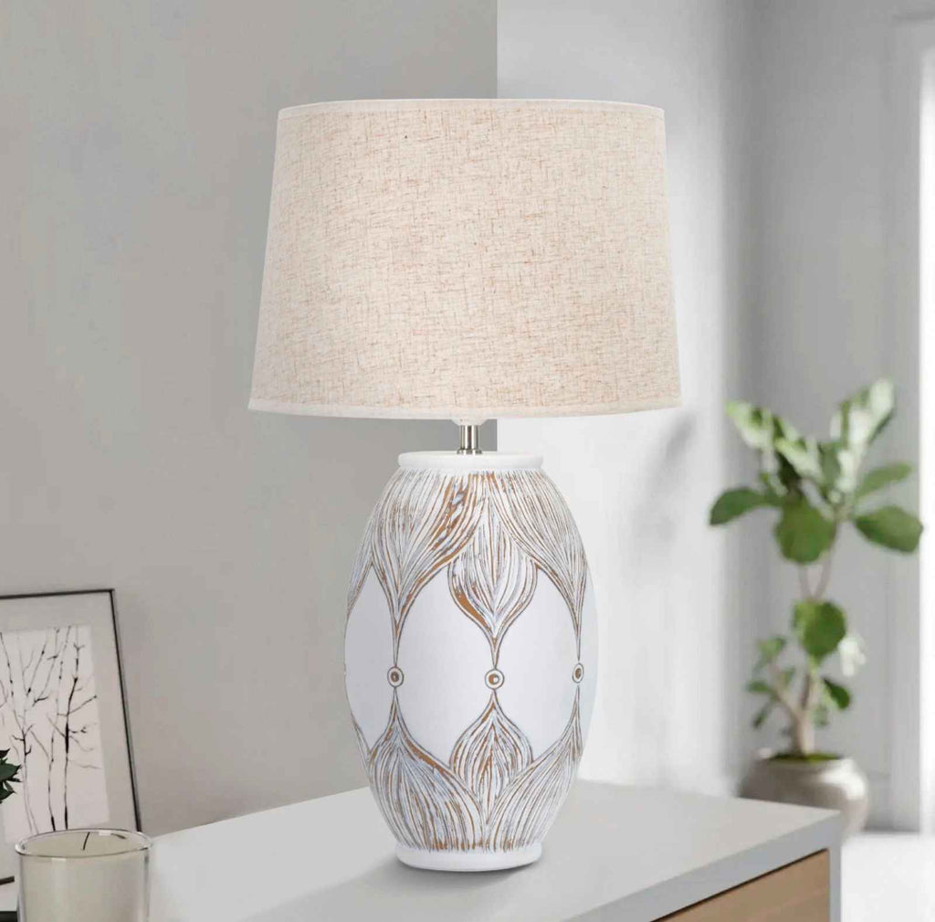 Lampada da Tavolo Atene in Resina Ovale - Design Elegante Ø38x67 cm